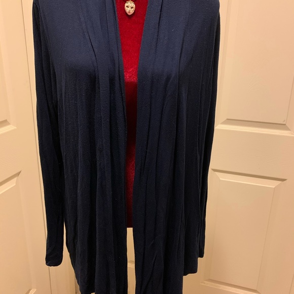Navy blue jersey cardigan sz XL - Picture 2 of 4